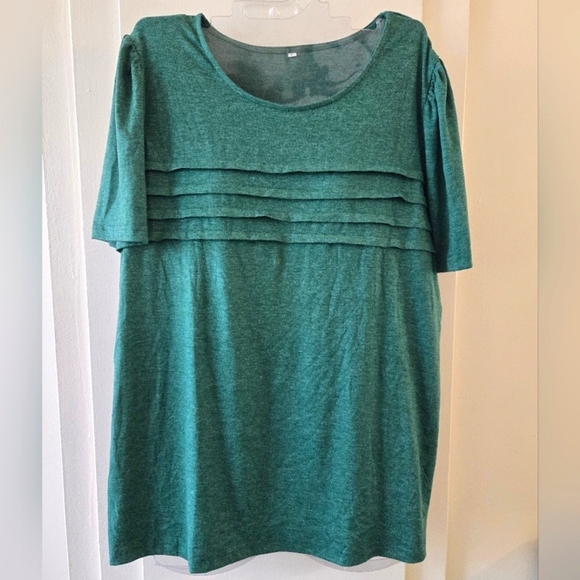 None Tops - *3/$20 Green Women's Blouse Top Short Sleeve